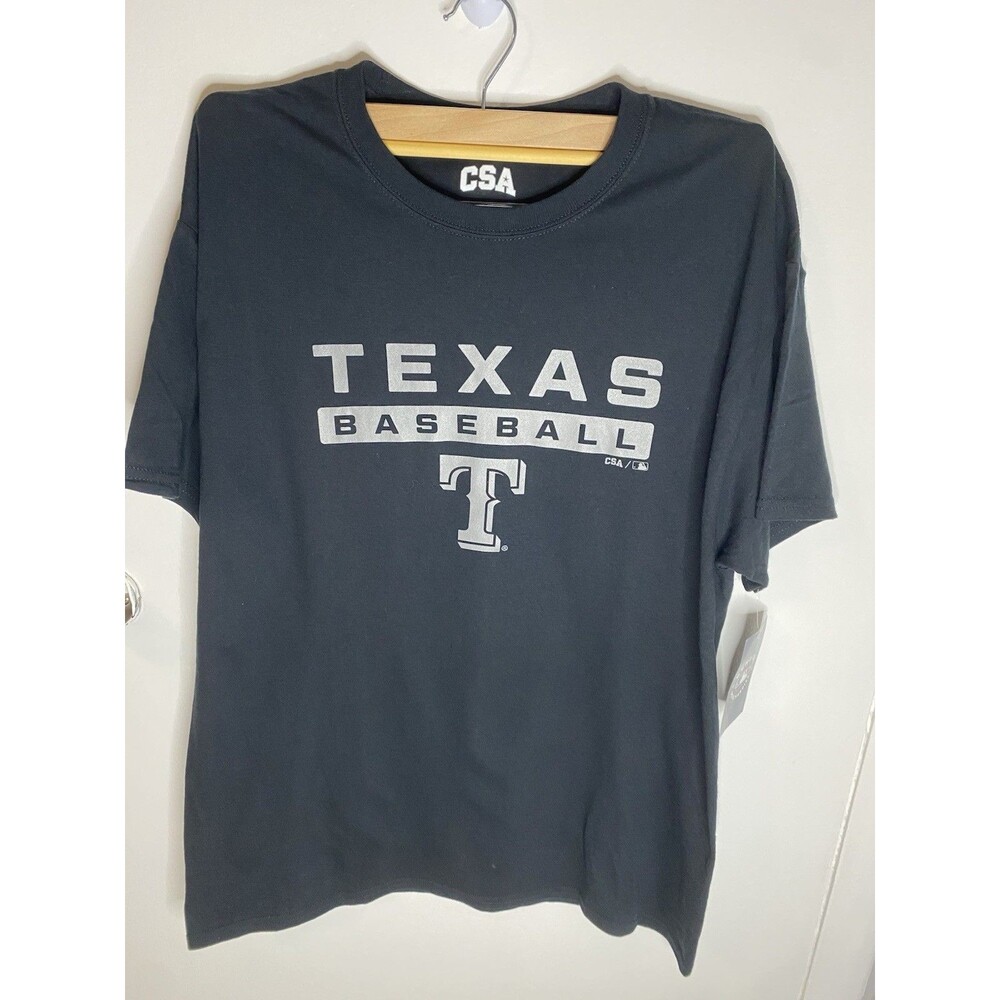 Texas Rangers T Shirt Mens L MLB Baseball Fanatics 100% Cotton Black #1
